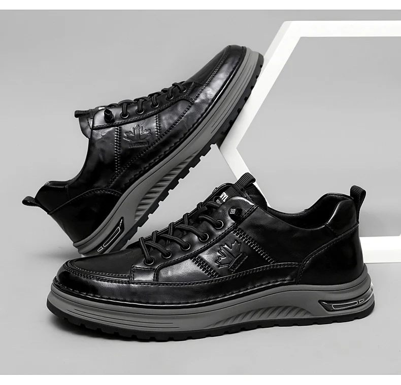 Luxuriöse Echtleder-Herrenschuhe für Business und Freizeit, Hochwertige Modische Schnürschuhe für Büro und Outdoor-Aktivitäten, Herren-Sneaker – Detail 17