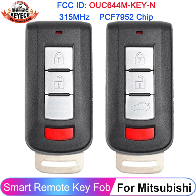 KEYECU 3/4 Button Smart Fob 315MHz PCF7952 Chip OUC644M-KEY-N For Mitsubishi Outlander 2008 - 2020 Mirage Lancer Remote Key