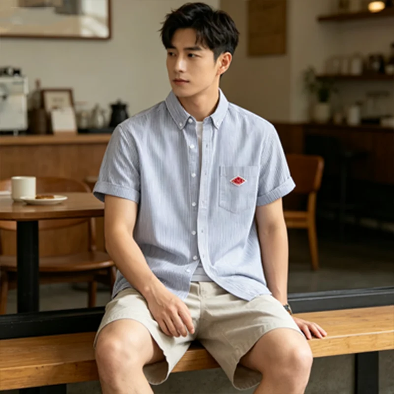 

Men and Women's Cotton Fashion Brand Embroidery Turn-Down Collar T-Shirt Simple Pocket Short Sleeve Orders Exported to Japanese