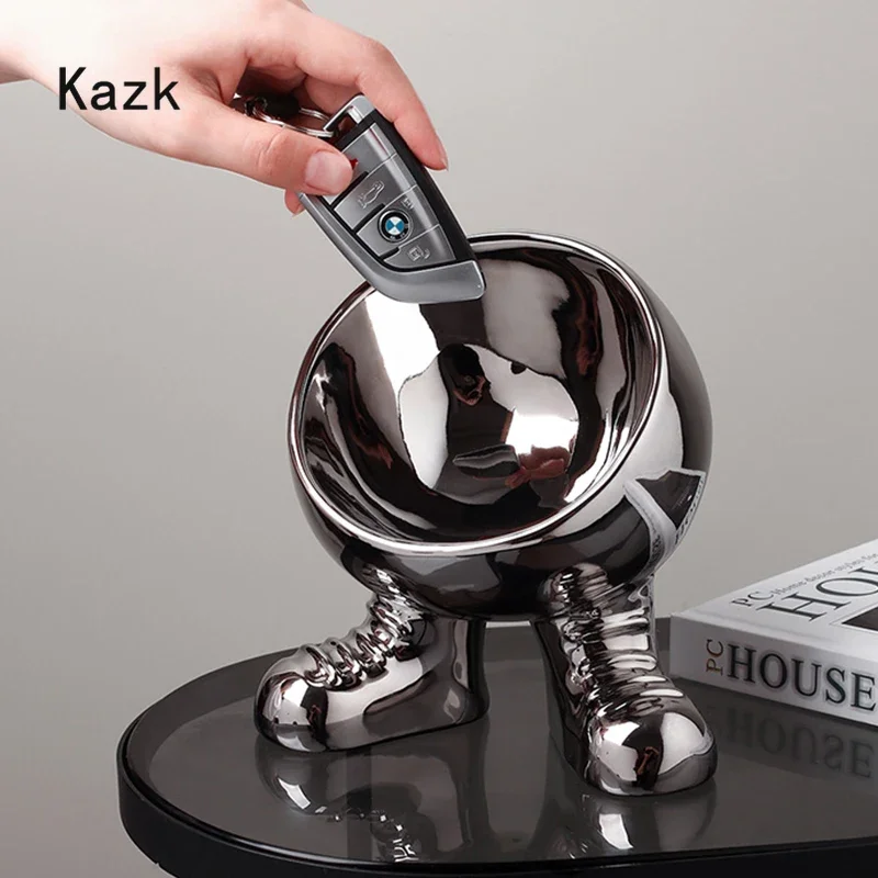 

Nordic Silver Ceramic Bigfoot Tray Home Decor Key Jewelry Storage Tray Creative Candy Bowl Living Room Decoration Accessories