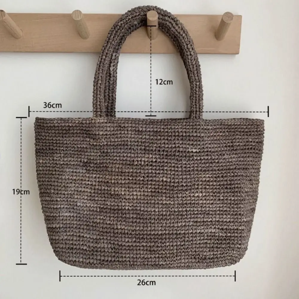 New Handmade Raffia Straw Bag Woven Design Double Handles Straw Shoulder Bag Straw Material Woven Beach Bag Summer Vacation