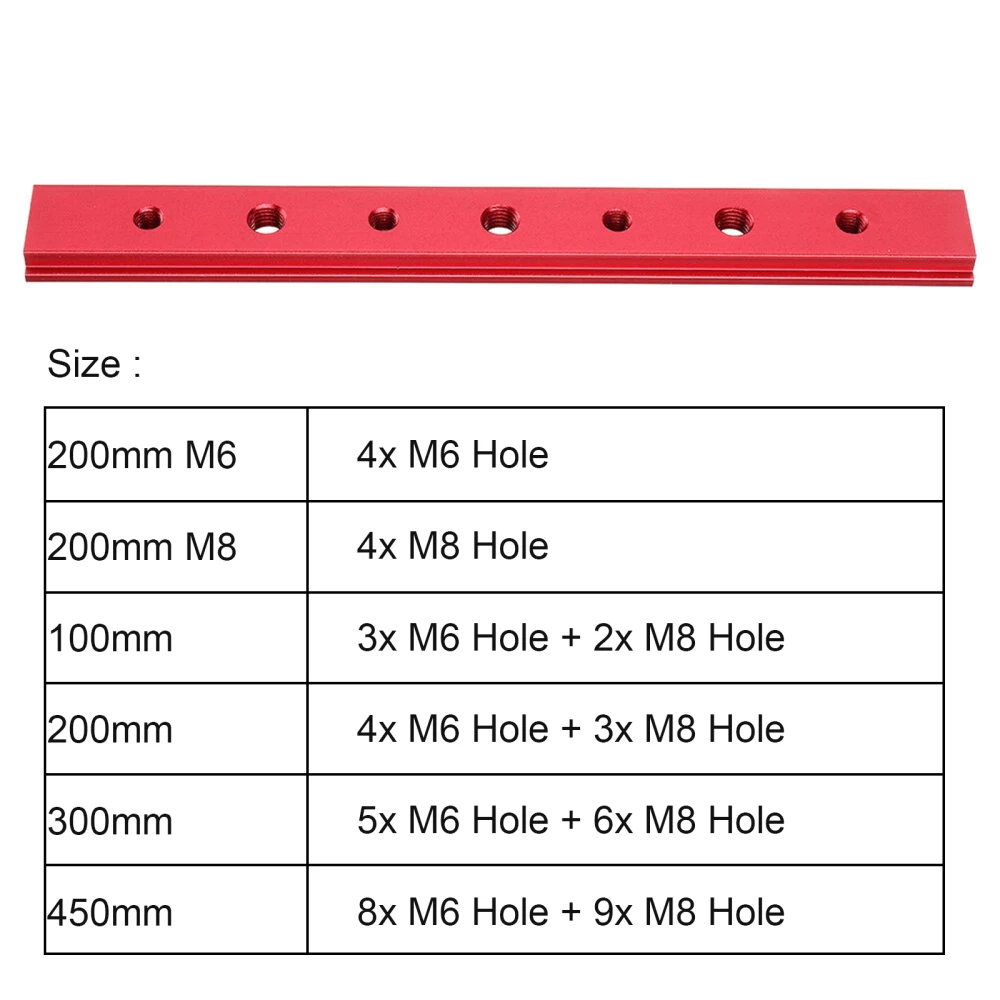 T Slot T Rail T-slot T Nut Accessories Miter Track Quick-Action Red 1Pcs Aluminum 100-450mm Slider Bar Quick Acting Clamping