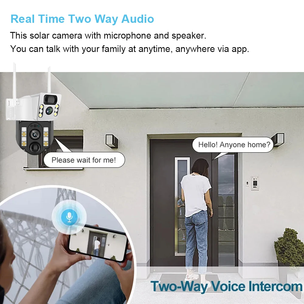 كاميرا مراقبة CCTV شمسية خارجية ، شاشة بطارية ، منزل ذكي ، كشف بشري PIR ، حماية أمنية ، واي فاي ، 4G ، IP