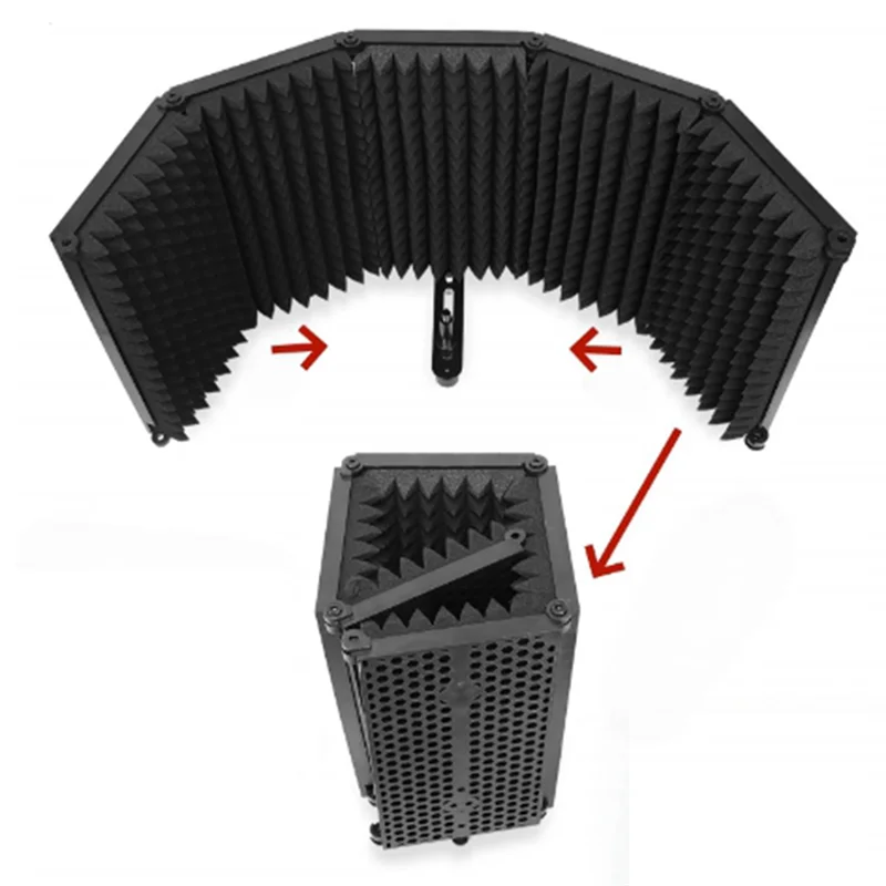 

Регулируемый 5-панельный микрофонный изолирующий щит SYDS, складной студийный микрофонный фильтр для записи, губка для микрофона, звукоизоляционный щит