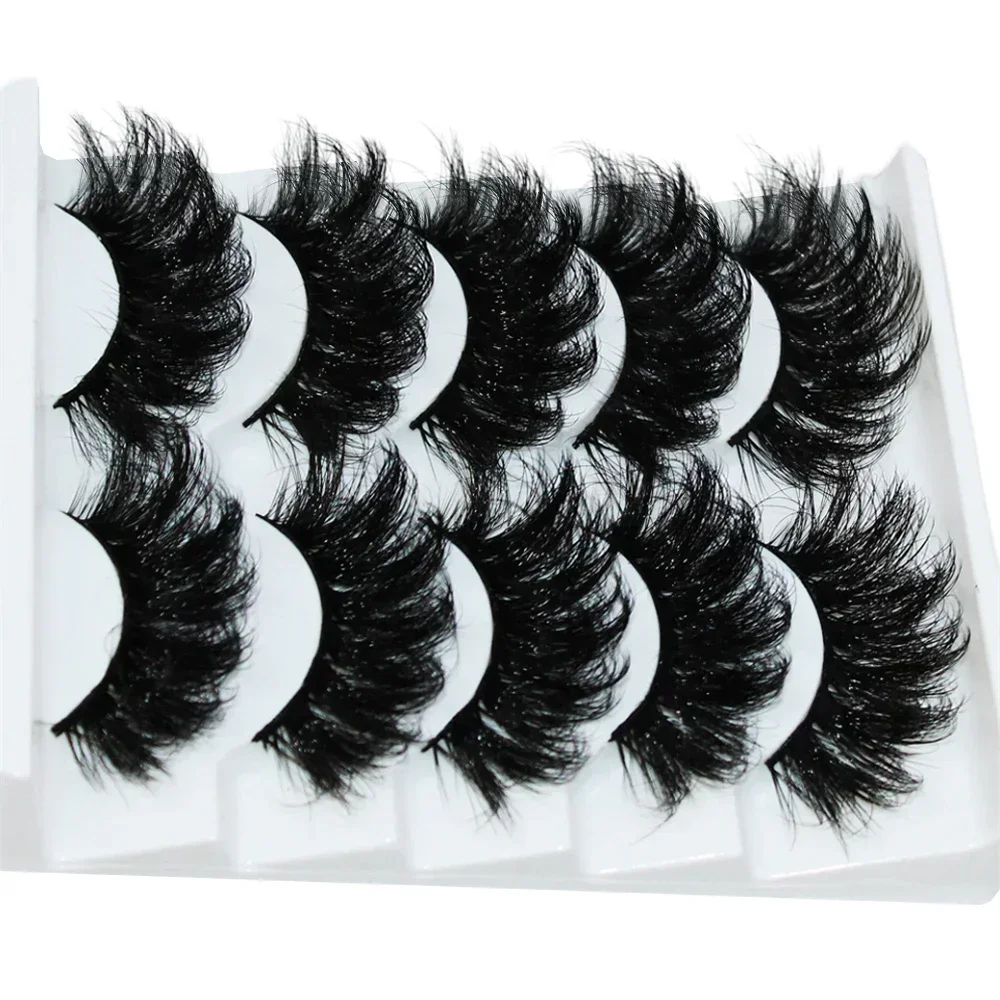 5 Pairs 3D Fake Lashes Dramatic Volume Thick Lashes Fluffy Natural False Eyelashes Thick Dramatic False Eyelashes