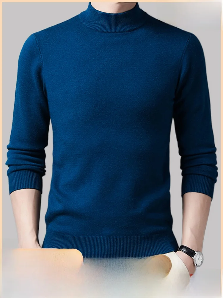 

Мужской длинный свитер Eordos 00 из чистой шерсти с высоким воротником, теплый универсальный вязаный свитер, повседневный свитер с высоким воротником...