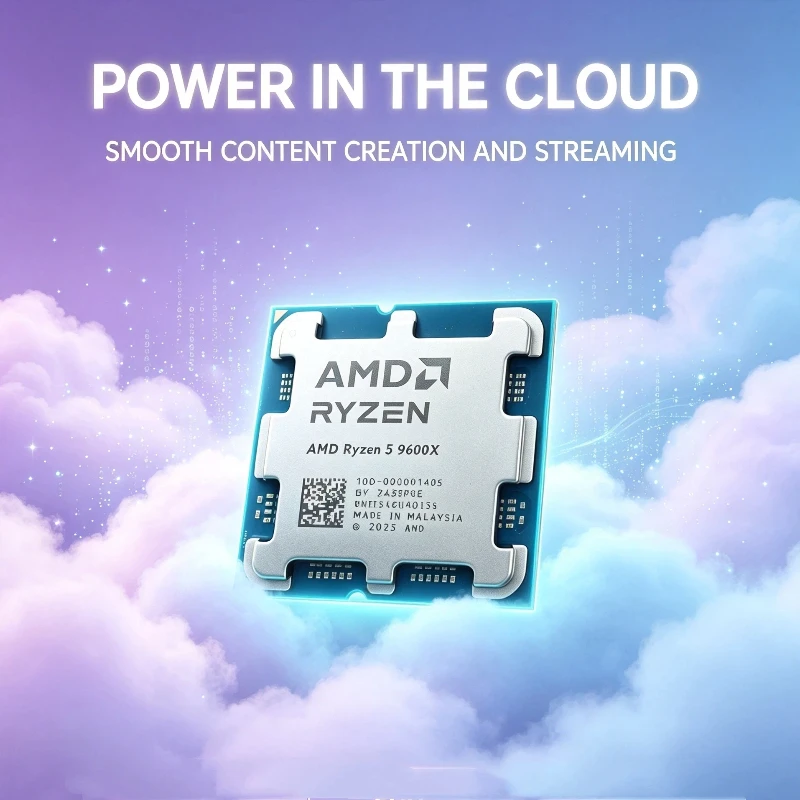 Ryzen 5 9600X Processor For PC Project 6‑Core 12‑Thread 5.4GHz 32MB L3 65W 4NM AM5 DDR5 Without Cooler