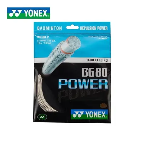 YONEX 배드민턴 라켓 스트링, BG80 파워 (0.68mm) 내구성, 고탄성 전문 훈련 대회 배드민턴 스트링