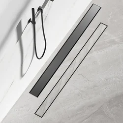 Desagüe de suelo Invisible para baño, drenaje de ducha de baño, filtro de residuos cuadrado de 20-100CM, drenaje, colador antiolor de 8CM de ancho