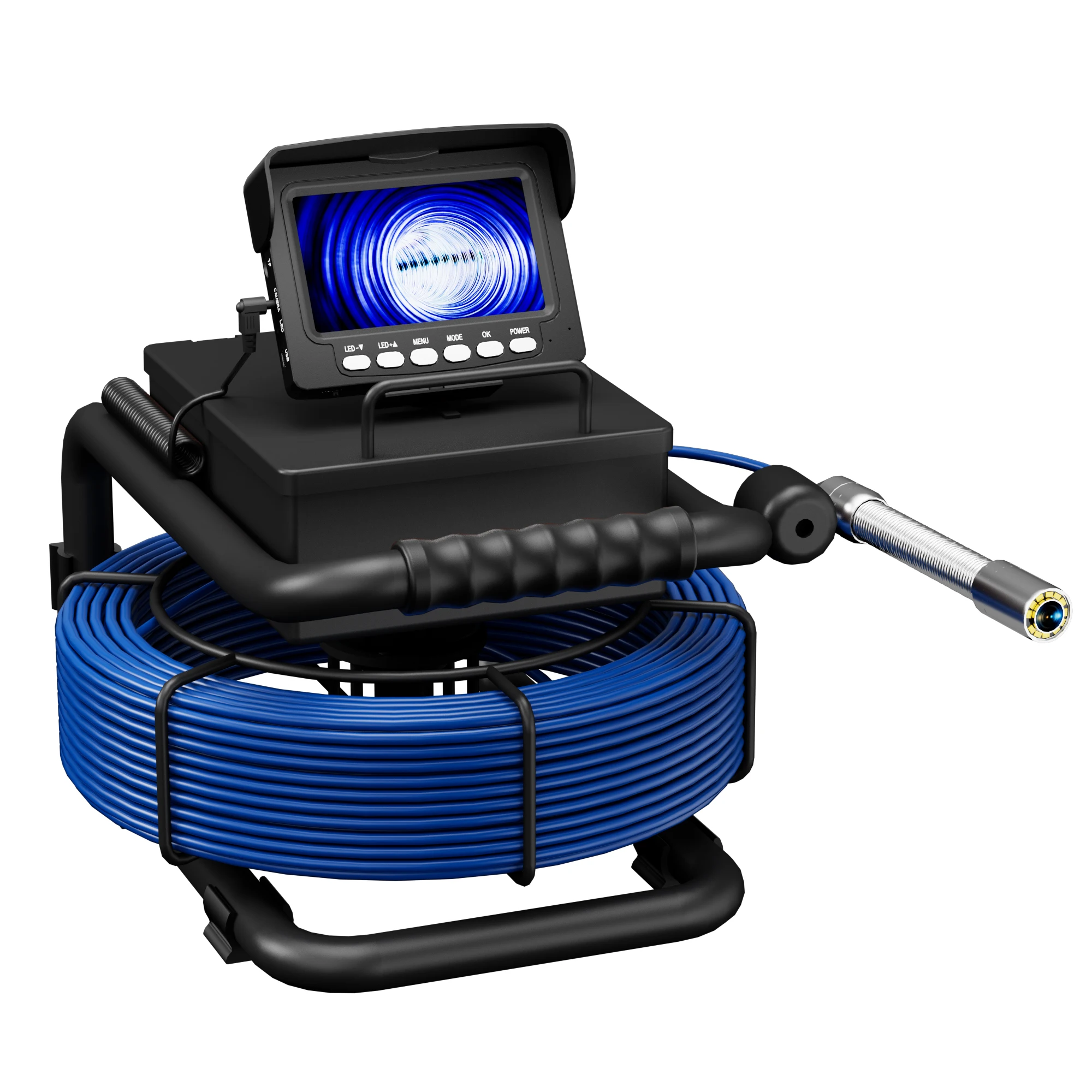 40M Sewer Pipe Inspection Camera 16GB TF Card DVR IP68 Drain Sewer Pipeline Industrial Endoscope with 4.3 Monitor