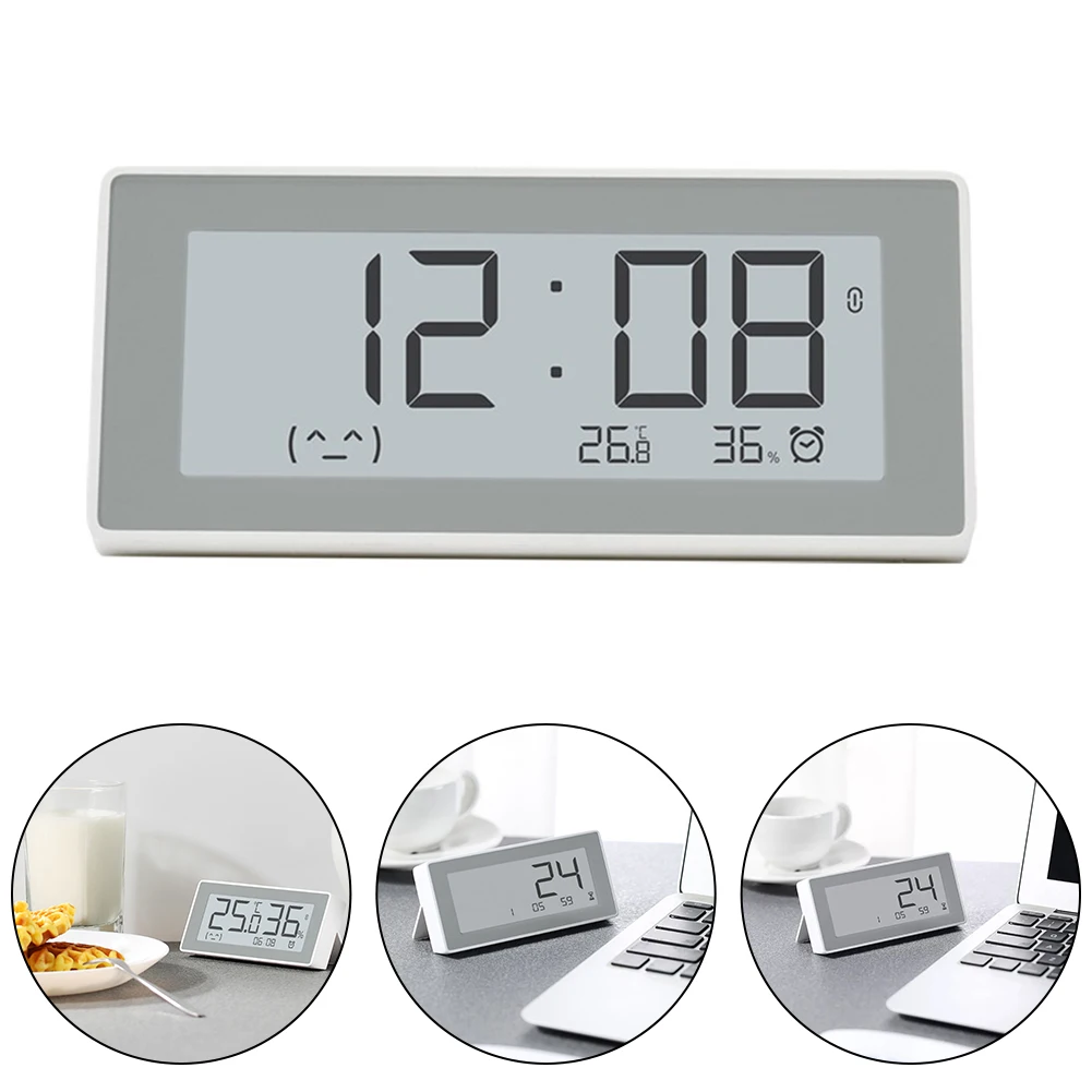 Smart Clock Temperature Humidity Meter E Ink Screen Clear Display Timer Linkage Remote Monitoring Sleek Design