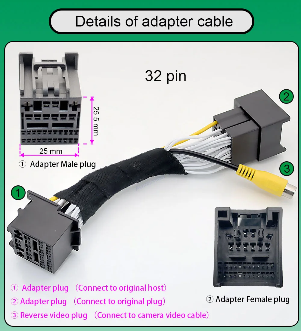 Car Navigation System Reverse Camera 32P/54P Adapter Cable Harness For Ford only fit APIM Module SYNC 2.5/3 system Haman host