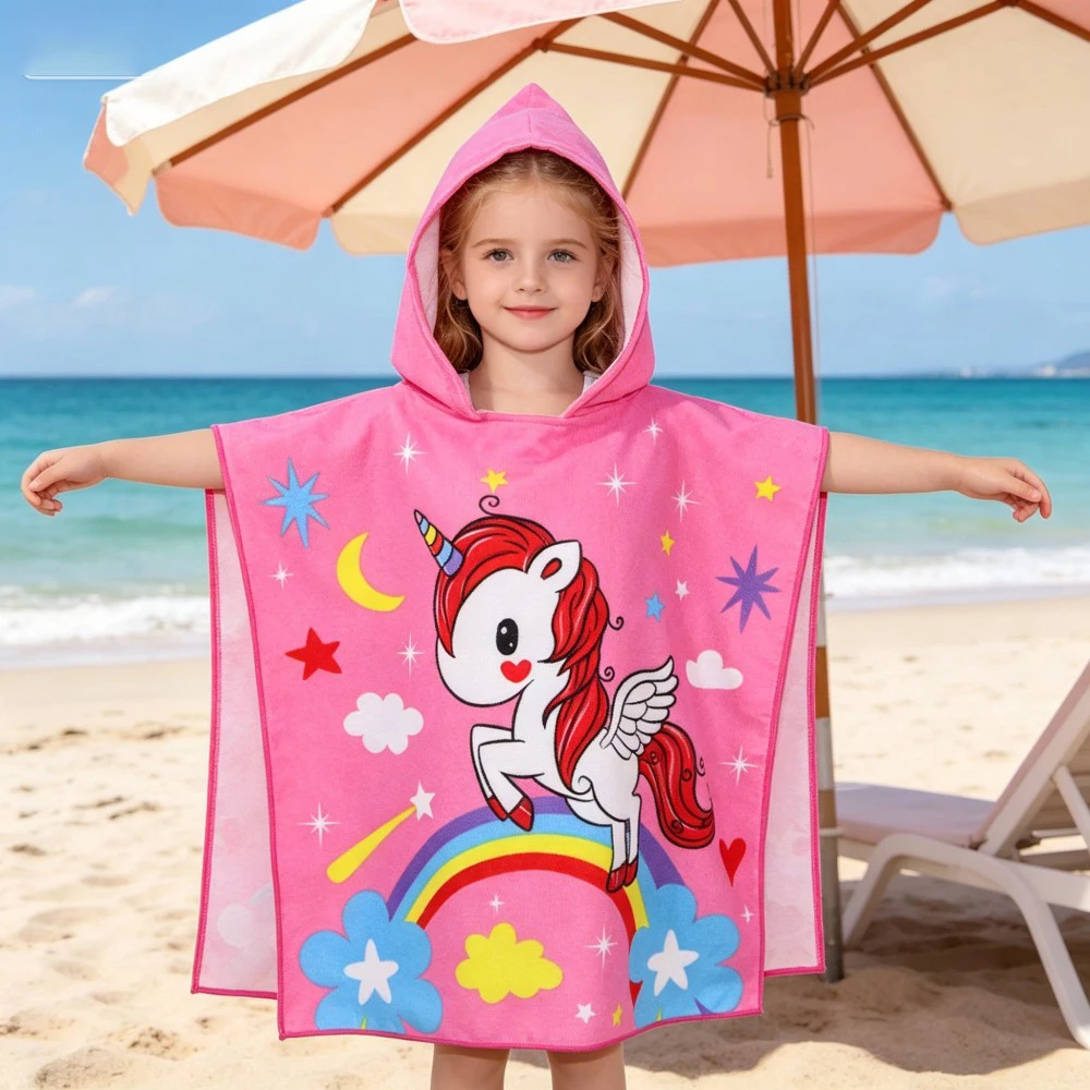 

Cute Unicorn Hooded Towel for Kids, Soft Microfiber Bath Poncho, Absorbent Beach Robe for Toddler Girls, Pool Changing Cover Up
