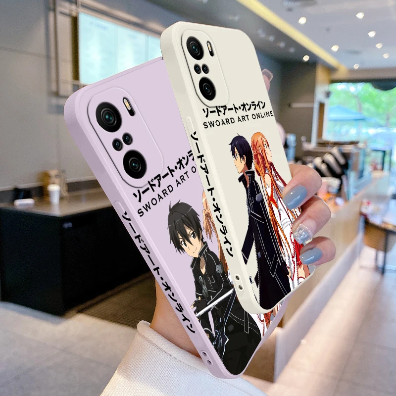 Sword Art Online Anime For Xiaomi Redmi Note 13 12 12Pro 11 11S 11T 10S 10 Pro Plus 5G Liquid Left Rope Phone Case