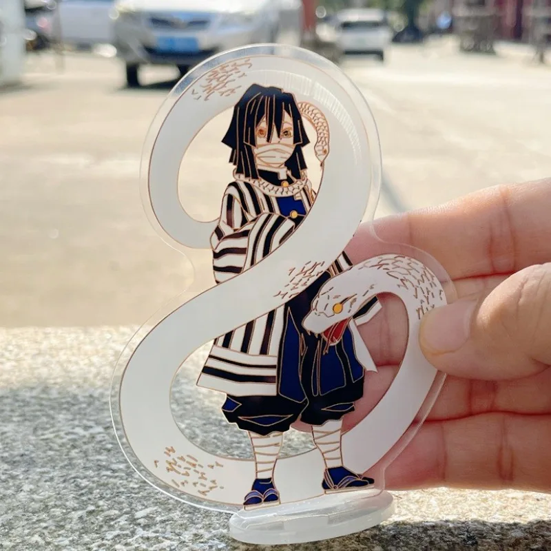 شيطان القاتل الاكريليك الحلي Iguro Obanai أنيمي عمل الشكل سيارة سطح المكتب الديكور نماذج Kawaii ألعاب أطفال هدايا عيد الميلاد