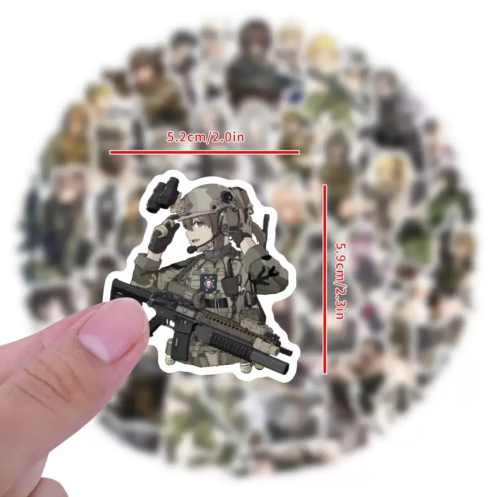 60Pcs Cartoon Military Anime Girl Graffiti Stickers Decorative Phone Notebook Luggage Waterproof Stickers view 4