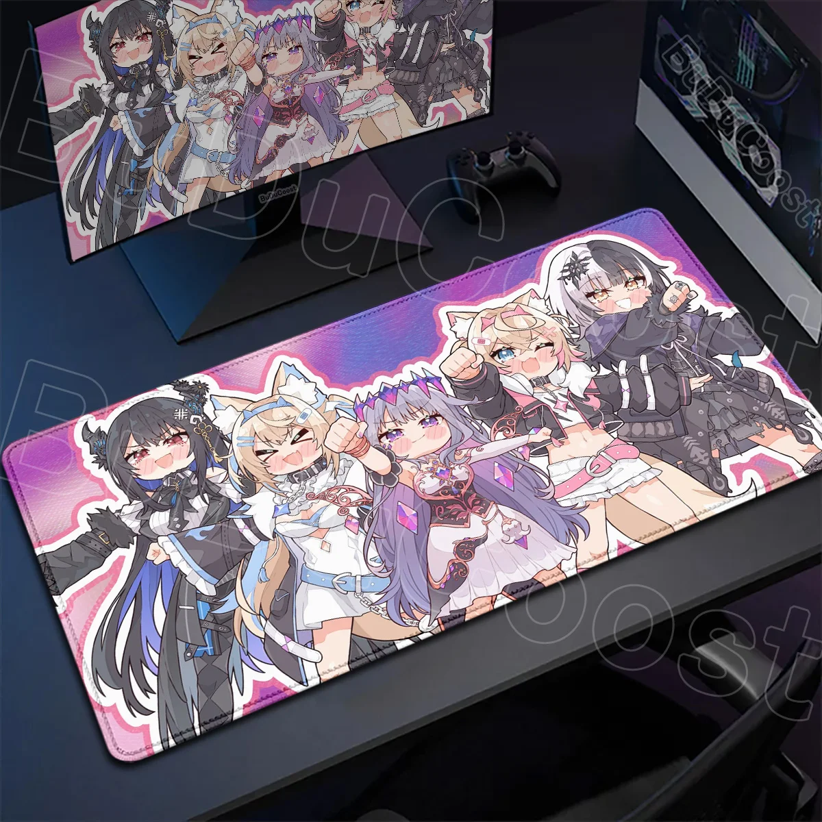 Mauspad, groß, Hololive Girl Nerissa Ravencroft, Computerspiel, Gummi, mit Verriegelungskante, Tastaturmatte, 900 x 400 mm, waschbarer Desktop-Teppich – Detail 13