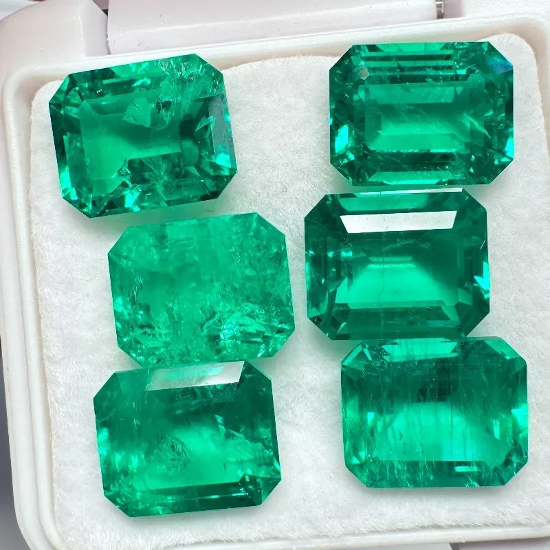 Lab Grown Emerald Colombia Gem Emerald Cut Rich Content Crack inclusions Advanced Jewelry Making Materials Certificate