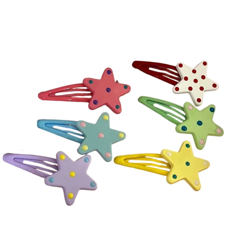 

Dopamine colored polka dot star BB clip, cute girl with broken hair, bangs clip, side clip, student hairpin decoration