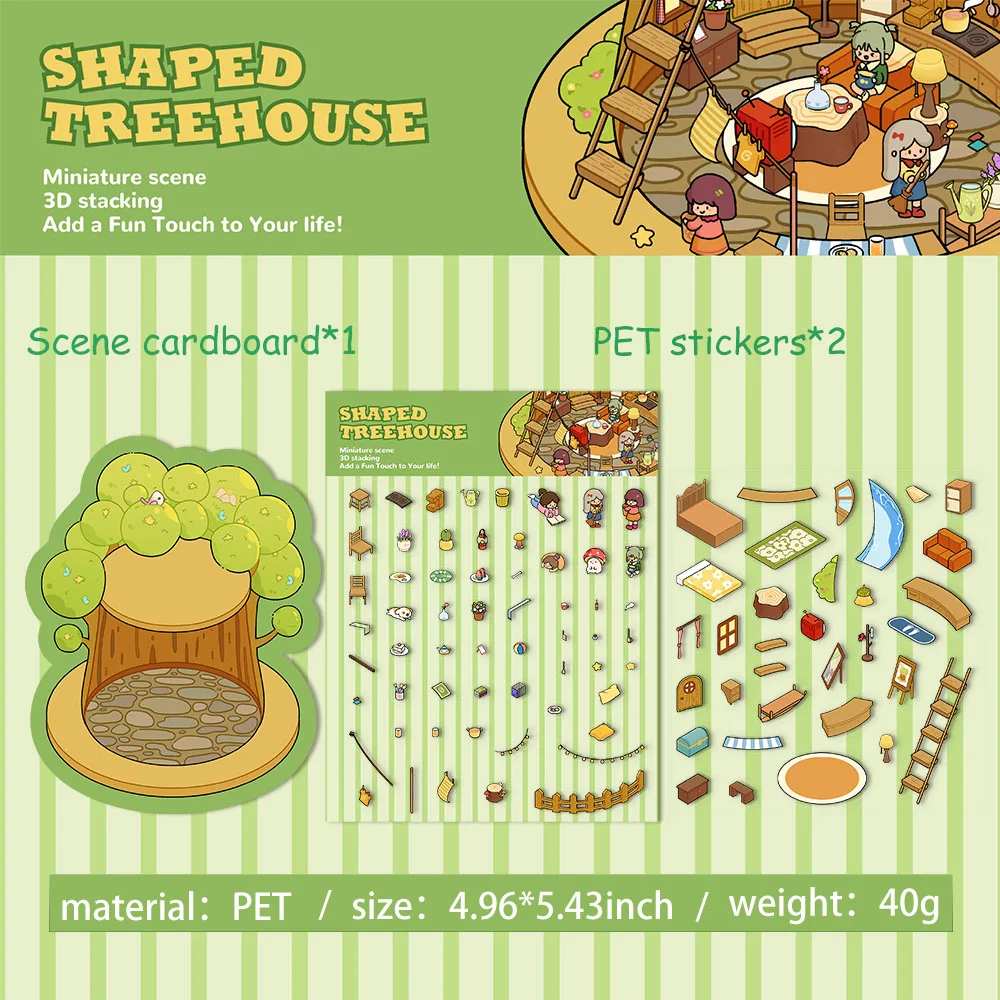 Plus Size tow-story Cabin Scene DIY Sticker Highly Playable Sticker Stacking Pasting Festival Birthday Gift for