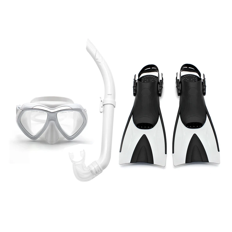 

Underwater Diving Equipment Set Snorkeling Gear Adult Diving Goggles Mask Full Dry Snorkel with Swimming Fins