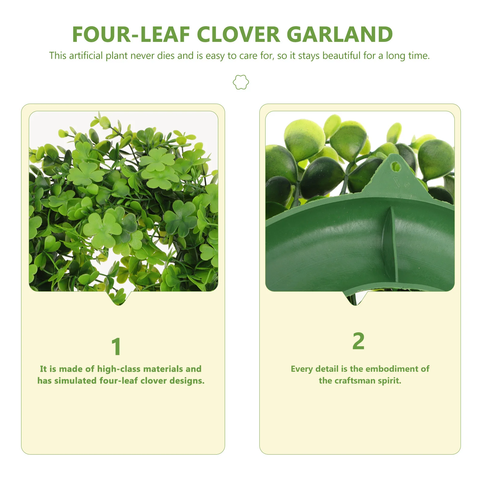 

Plastic Four Leaf Clover Wreath Artificial Garland Green naments St Patrick Day Hanging Decor Lightweight Door Pendant Festival