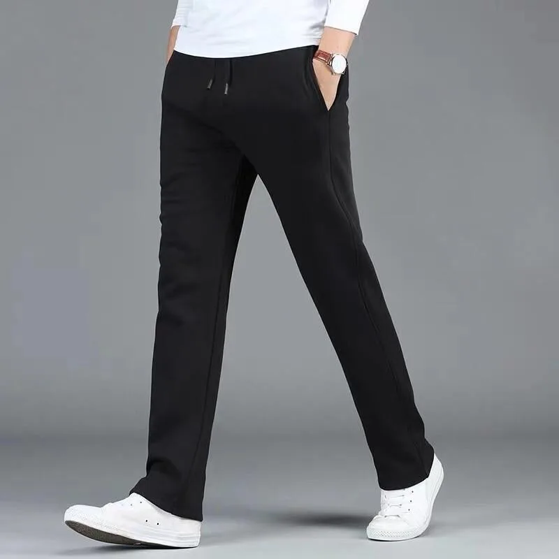 

Спортивные брюки, мужские осенне-зимние прямые повседневные брюки, эластичные спортивные штаны, вязаные свободные мужские деловые брюки