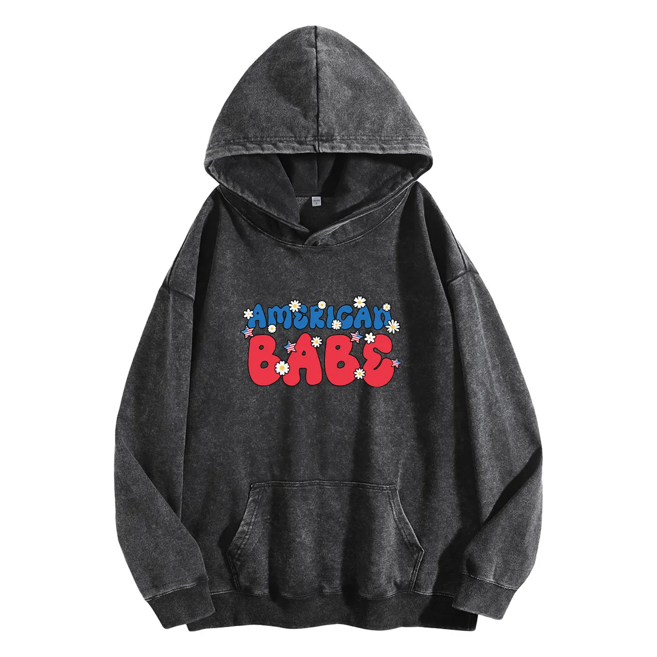 سترة بغطاء للرأس برسومات مغسولة كلاسيكية للرجال من American Babe، بلوفر كاجوال بطباعة كلاسيكية، قماش ناعم #2