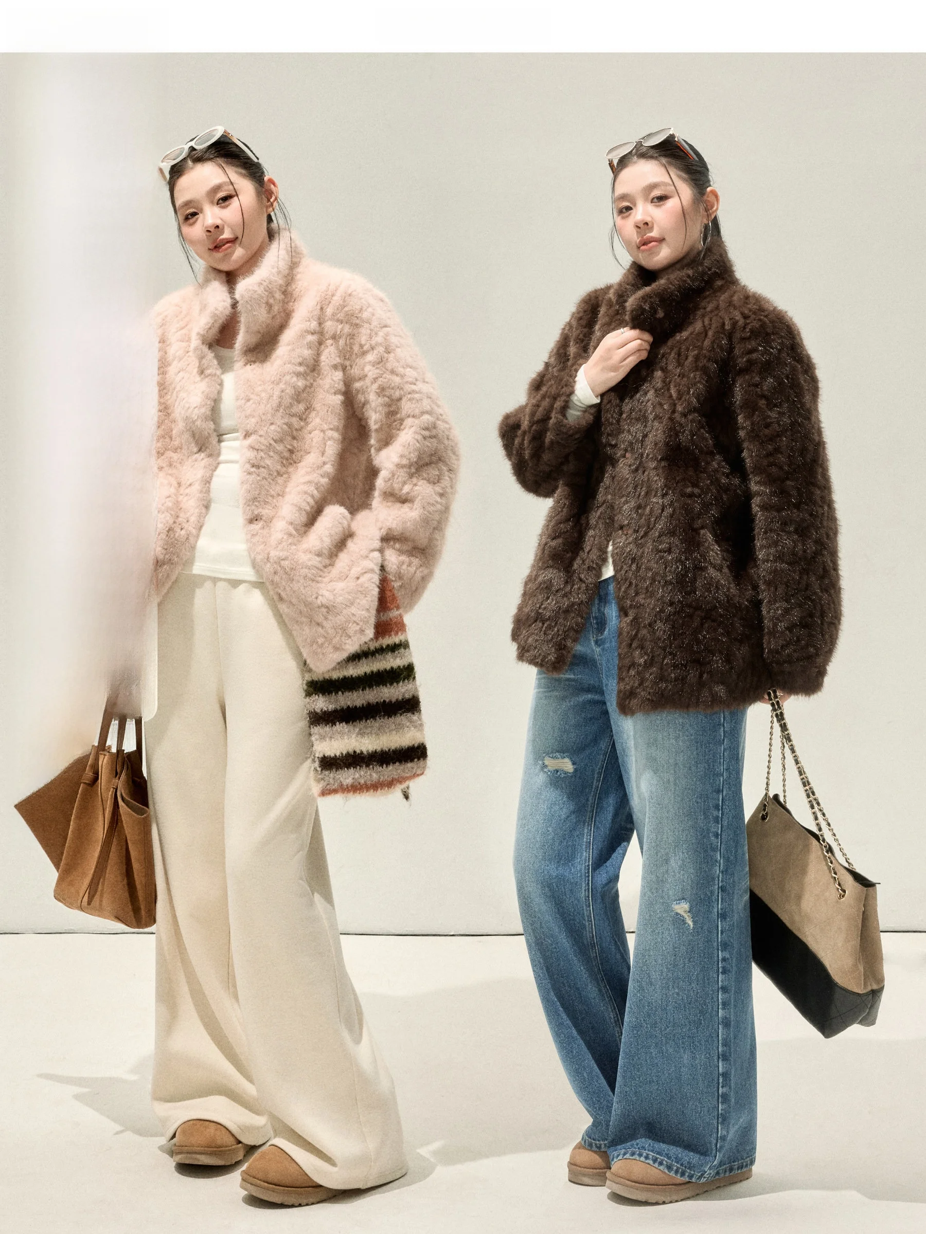 

Jiulu Studio "Evening Past" plus Size Fur Outerwear Loose Fit Retro Sle Full Sve Long Coat for Hourglass Pear Body...