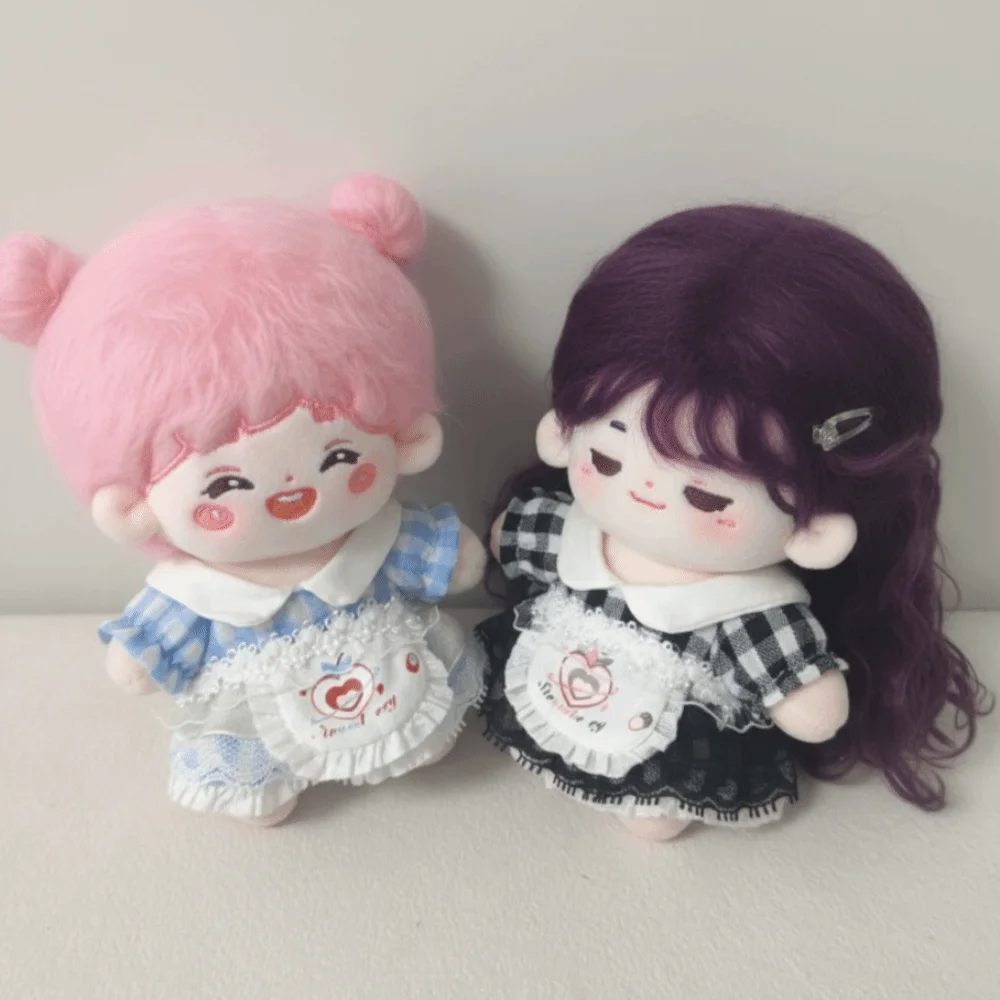 Ropa sin atributos, vestido a cuadros, ropa de algodón de 10cm, traje bonito, conjunto Mini con delantal, conjunto de accesorios