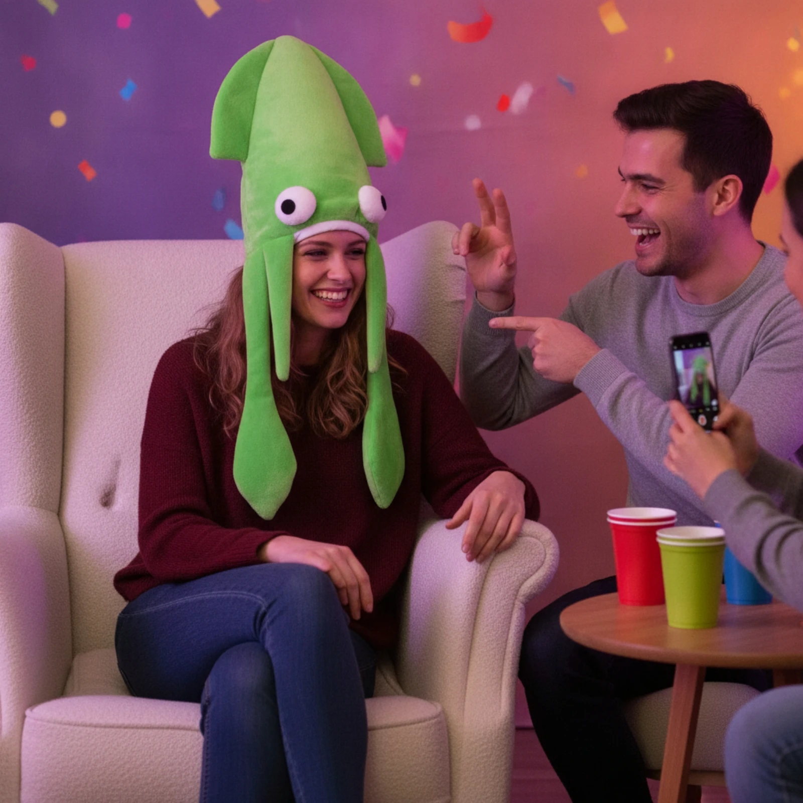Squid Costume Hat Funny Squid Hat Costume Headpiece Eye-Catching Headwear Comfortable for Cosplayers, Halloween, Cosplay view 5