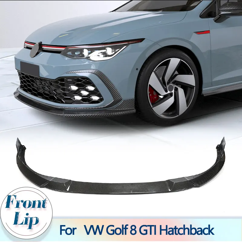 Car Front Bumper Lip Spoiler for VW Golf 8 MK8 GTI Hatchback 2021 2022 Carbon Fiber Racing Front Lip Chin Apron Guard Body Kit