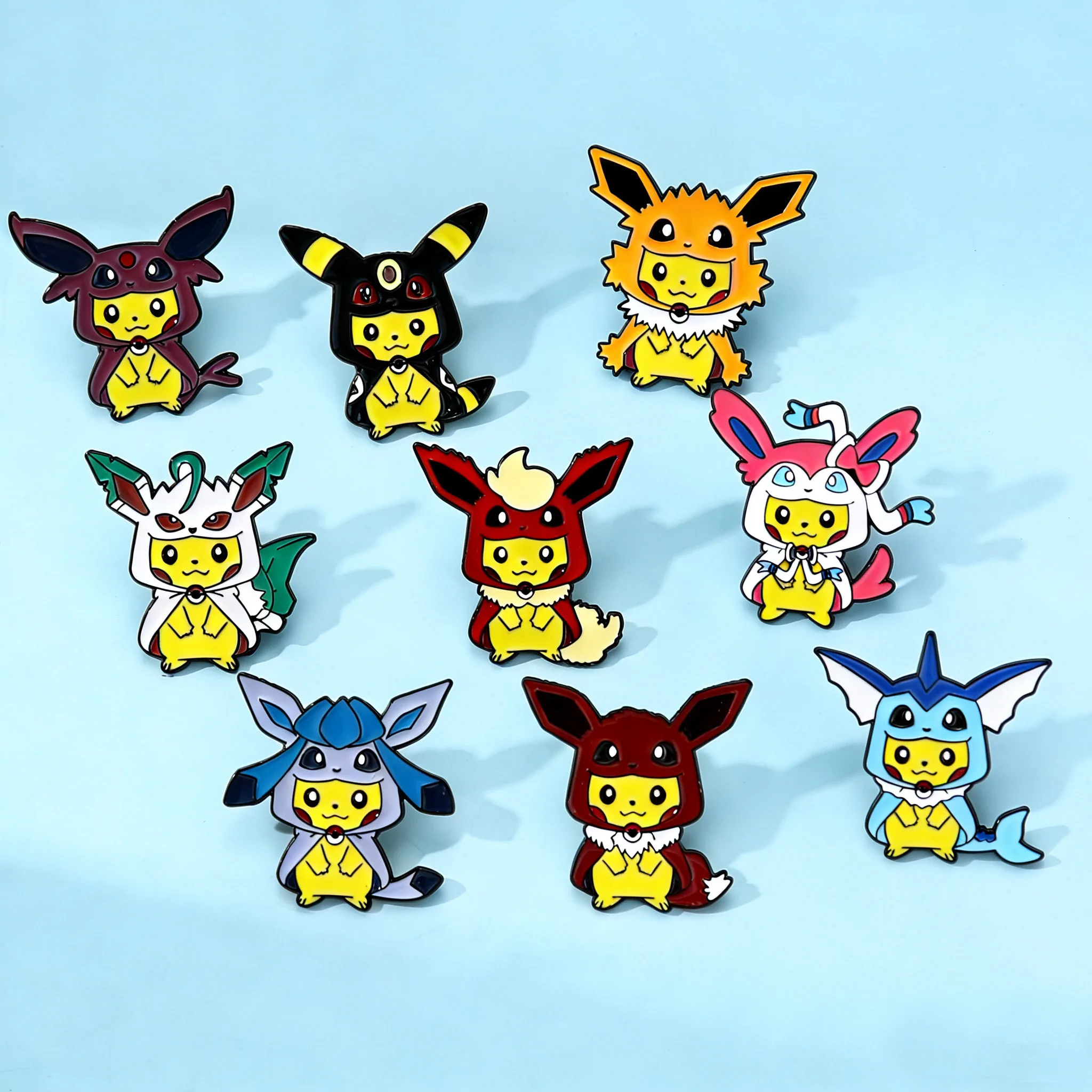 9Pcs/Set Pokemon Pikachu & Eevee Mashup Enamel Pins Cute Kawaii Brooch Badge For Backpack Jeans Anime Cartoon Jewelry Gift view 2