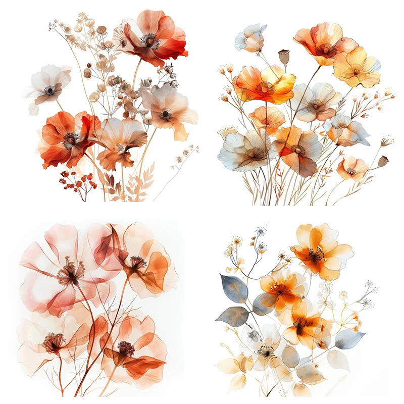QT689# Dried Flowers Self-Adhesive Toilet Stickers,Wall Decal Removable, Reusable Vinyl Car Sticker for Bathroom Decor