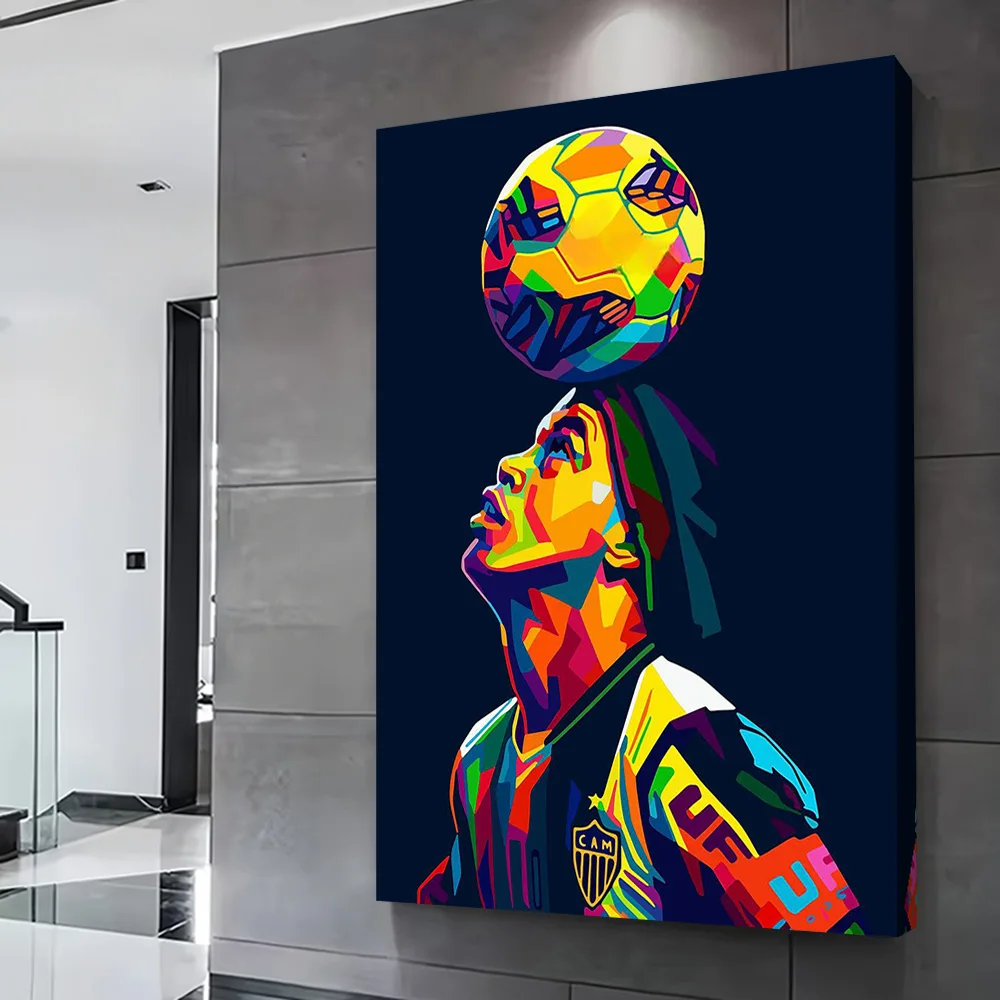 Colorful Soccer Player With Ball Poster Customizable Printed Canvas Painting for Pictures Wall Art Gamer Decoration Home Decor