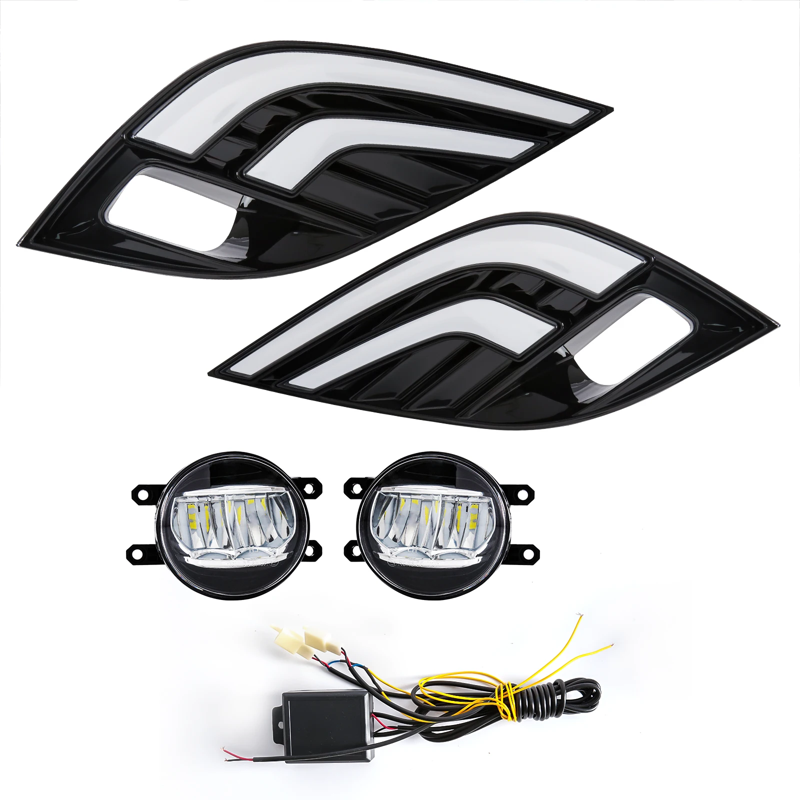 For Toyota Camry 2018 2019 2020 Car Led Daytime Running Light White Yellow Turn Signal Headlights Driving Fog Lamp Accessories