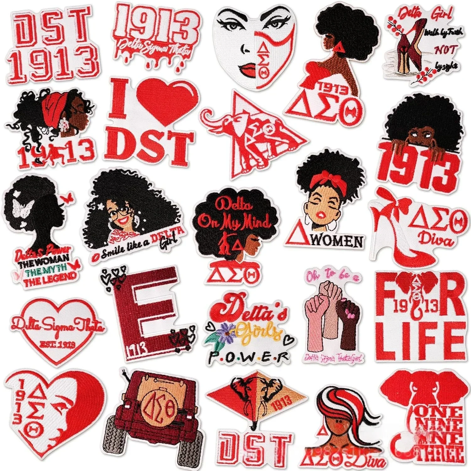 pink style1913 Emblem Clothing Accessories Badge Sticker Embroidered Embroidery Sticker Iron-on Patchesdelta sigma theta iron on