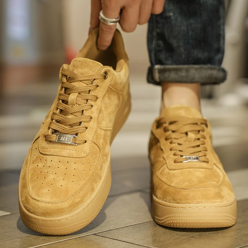 

Men's Fashion Casual Shoes Genuine Leather Upper Lace-Up Comfort Trainer for Walking, Outdoor, Business, and Leisure Activities