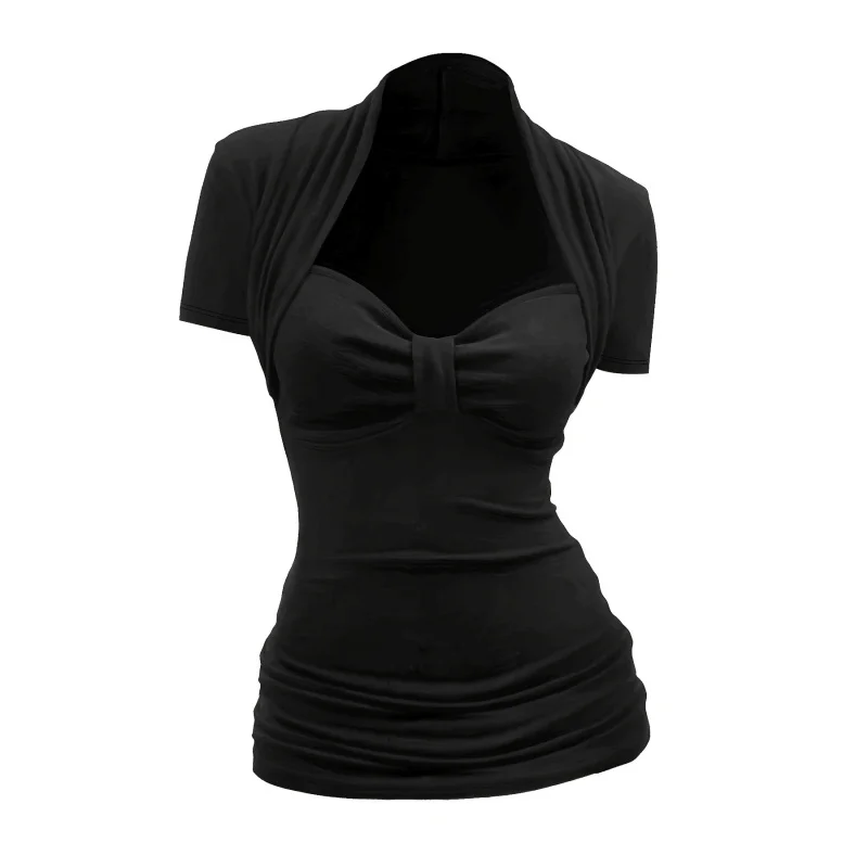 

Casual Style Short-Sleeve-Shirt with Front Pleats