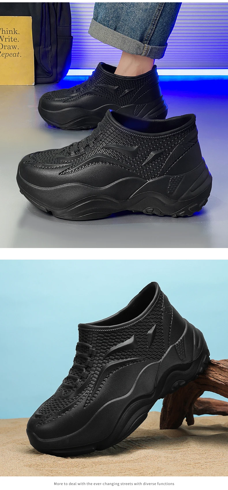 Kochschuhe Vier Jahreszeiten Wasserdichte High-Top Küchenarbeitschuhe Modische Herren Joker Outdoor Sport Freizeit EVA Schuhe Wasserschuhe – Detail 13