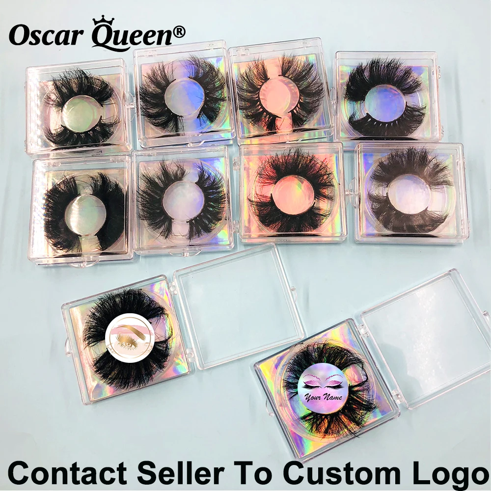 Free Custom Logo False Eyelashes Messy Fluffy Mink Lashes Bulk Wholesale 22-25MM Natural Eyelashes Lash Extension Vendor Makeup