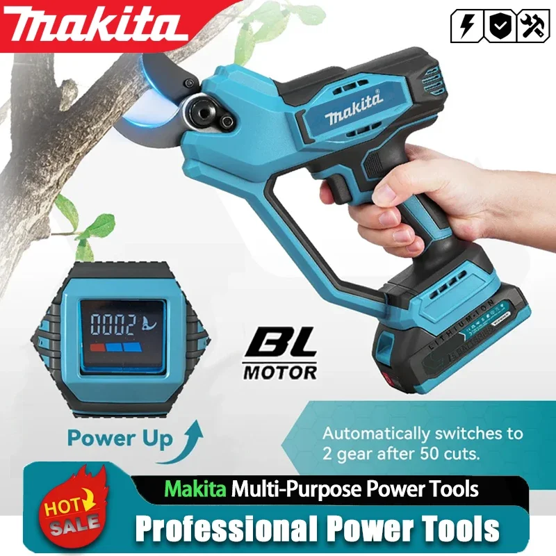 

Беспроводные электрические секаторы Makita с бесщеточным двигателем, 35 мм, мощные ножницы для обрезки веток, электроинструмент для Milwaukee/DEWALT