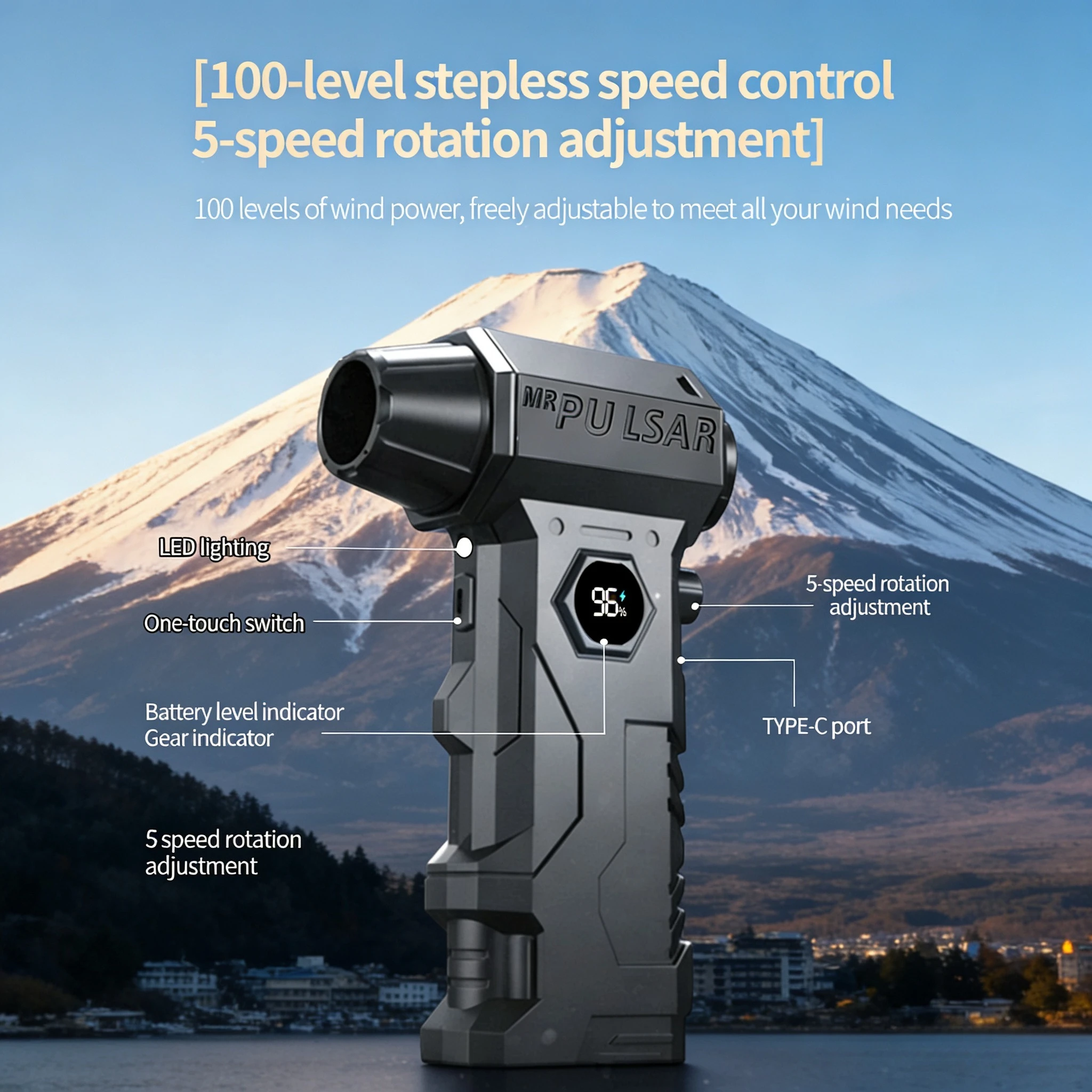 

Мощный воздуходув 130000 об/мин, турбовентилятор с бесщеточным двигателем, скорость ветра 198 км/ч, 10000 мАч, с LED-дисплеем, для удаления пыли