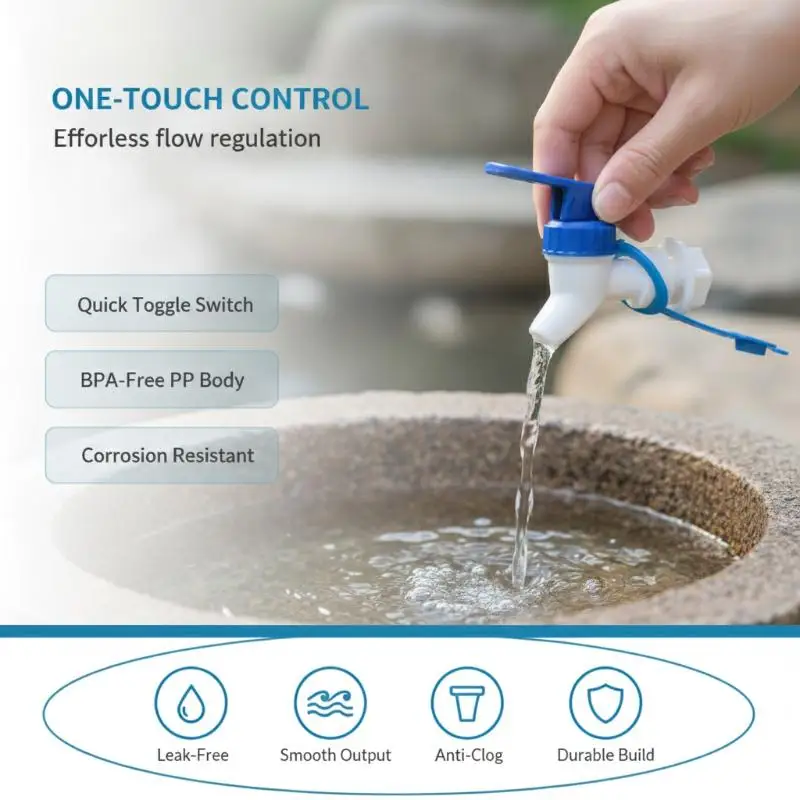 Plastic Water Bucket Faucet Leak Proof Tool Free Install Spigot Switch for Outdoor Camping Rain  Use