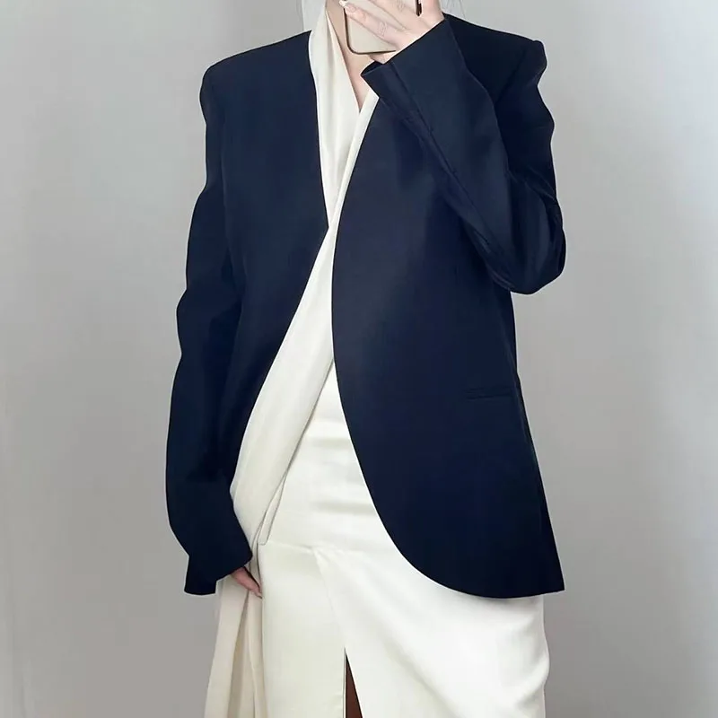 2026, New Design, Women's Wool Blended Suit Set, Single-button Scarf Jacket Coat, High-Quality Business Black Suit, Y2K, Skirt