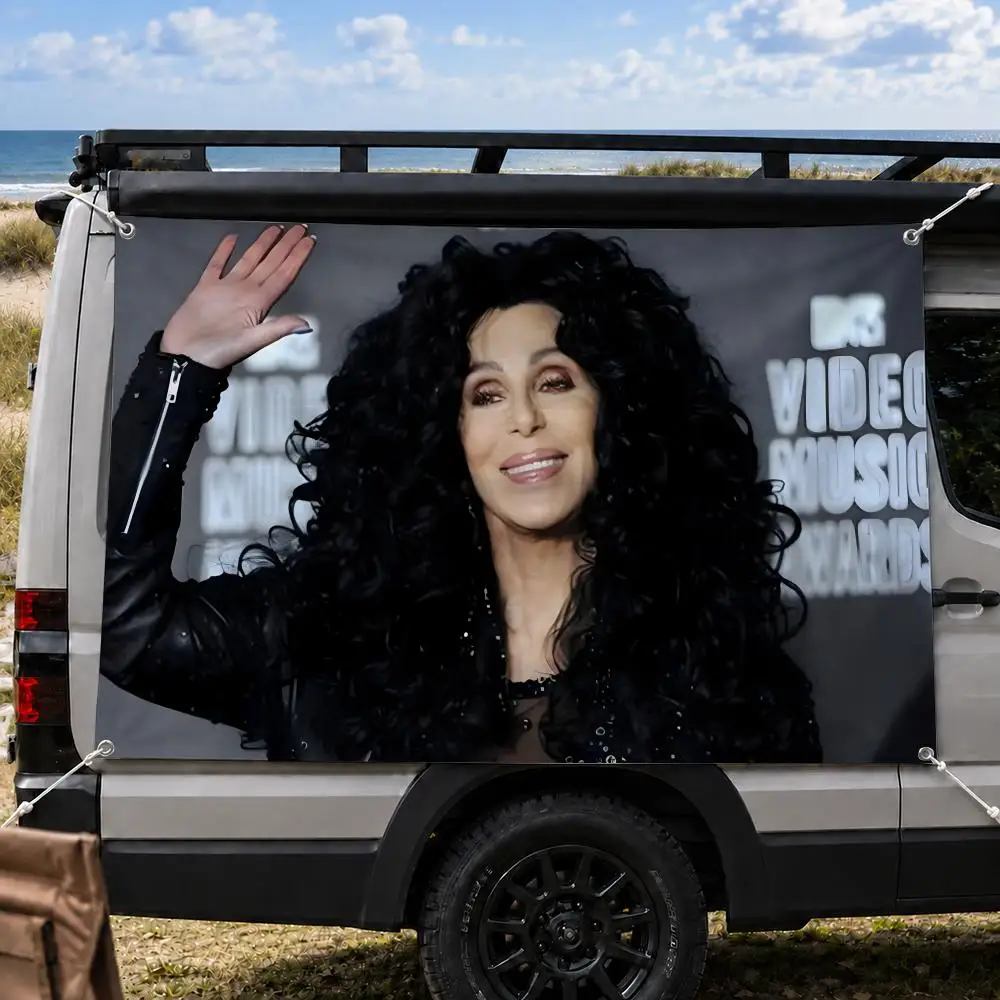 Cher 80s Pop Diva Singer Flags Decorative Banners Suitable For Outdoor Camping Family Parties And Garden Walls Gift