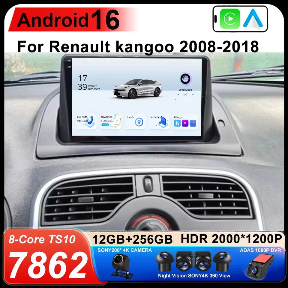 For Renault Kangoo 2008 -2018 2 Din Android 15 Car Radio