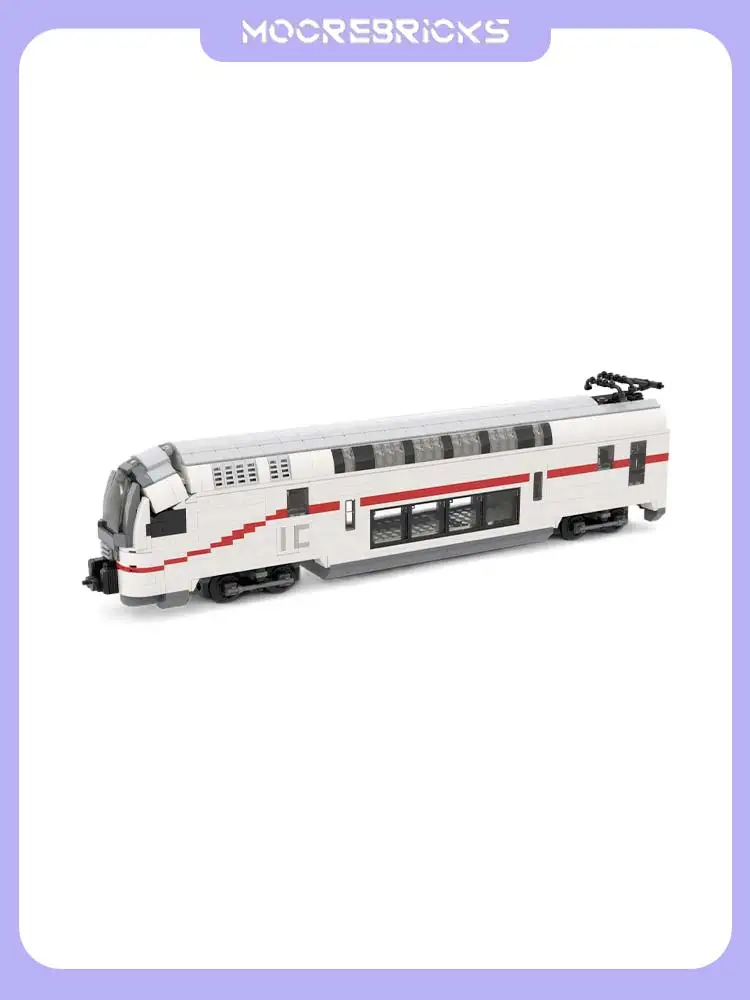 MOC 8 Wide KISS Train Building Blocks Europe Germany Modern Double Deck Intermediate Passenger Carriage Wagon Bricks Adult