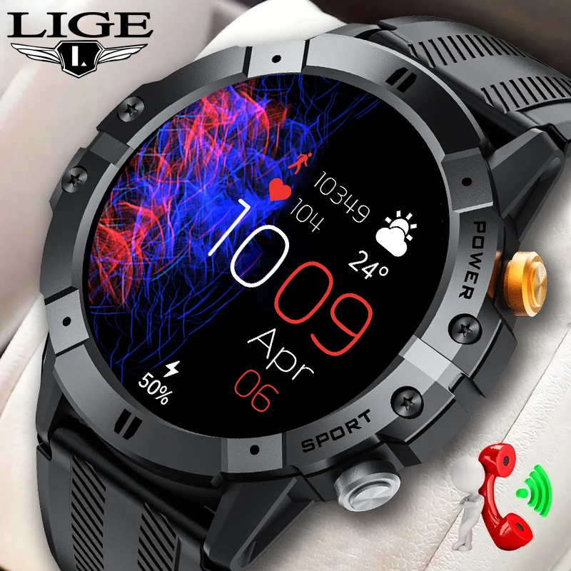 

LIGE НОВЫЕ уличные умные часы для мужчин 1,52-дюймовый HD-дисплей Bluetooth-вызов 1ATM водонепроницаемые мужские умные часы 100 + спортивный фитнес-монитор здоровья