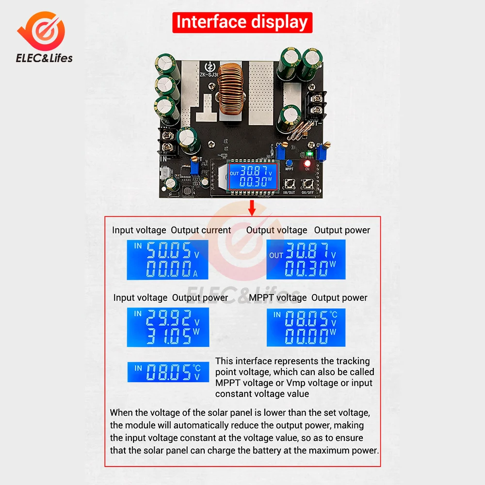 ZK-SJ30 700W Buck Converter CC CV Power Supply Module DC 6-80V to 1.3-78V 30A Adjustable Voltage Regulator Voltmeter Step-Down